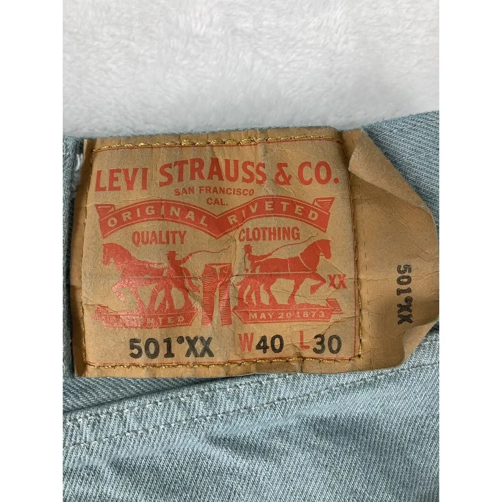 Levi's 501 XX‎ Button Fly Denim Jeans Mens Blue Size 40x30 (38x26 Measured)